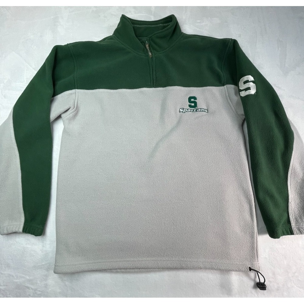 Michigan‎ State Spartans Mens L Pullover Fleece Embroidered Quarter Zip